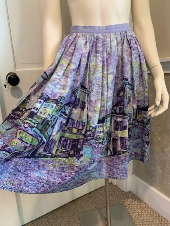 Vintage 1950's novelty impressionist village scen… - image 1