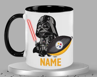 Gepersonaliseerde Darth Vader koffiemok met Steelers-thema