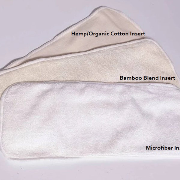 Cloth Diaper Inserts, Microfiber Insert, Bamboo Blend Insert, Hemp Organic Cotton Insert, Cloth Nappy Pad