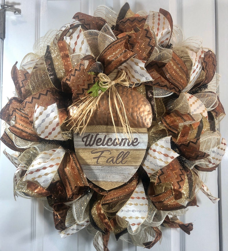 Fall wreath-mesh wreath-pumpkin wreath-fall deco mesh wreath-burlap wreath-front door wreath-fall decor-Autumn wreath