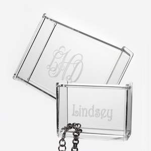SMALL Monogram Acrylic Jewelry Box, Bridesmaid Gift, Graduation Gift, Personalized Lucite Box, Engraved Acrylic Catchall, Initial Baby Gift