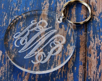 Monogram Key Chain, Round Acrylic Key Ring, Grad Gift, Gift Tag, Gift Under 10, Personalized Key Tag, Best Selling Gift for Her, Keychain