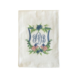 Patriotic Personalized Dish Towel, Hand Towel, Kitchen Shower Gift, Housewarming Gift, Hostess Gift, Wedding Gift, Monogrammed