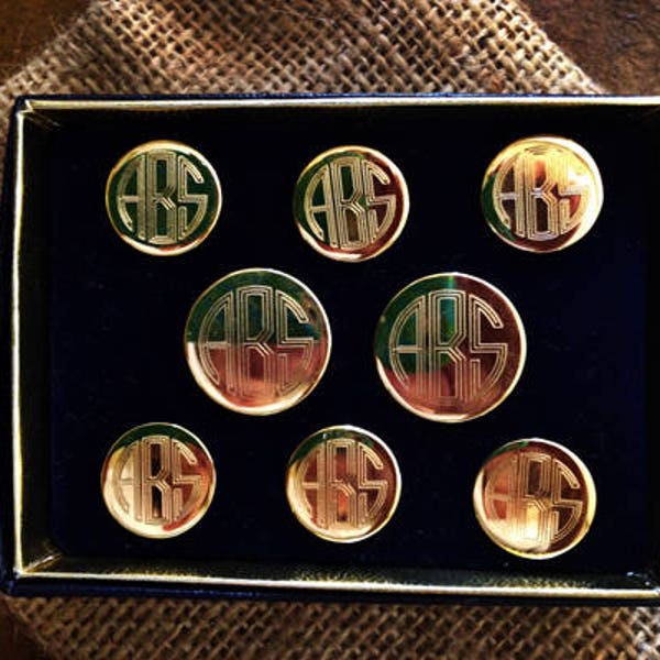 Monogram Buttons Set/Custom Blazer Buttons/Grooms Gift/Groomsmen Gift/Gift for Him/Grad Gift/Preppy Gift/The Masters Gift/Fathers Day Gift