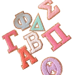 Glitter Sorority Letter Patch: Self-Adhesive Greek Symbol