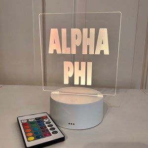 Sorority LED Night Light, Free Shipping, Acrylic LED sorority Sign, Sorority Gift