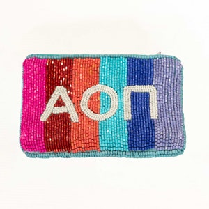 SALE While Supplies Last! Sorority Beaded Bag, Greek Zipper Pouch, Initiation Gift, Big Little Gift, Bid Day Gift