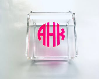 SMALL Applique Acrylic Box, Bridesmaid Gift, Graduation Gift, Personalized Lucite Box, Acrylic Catchall