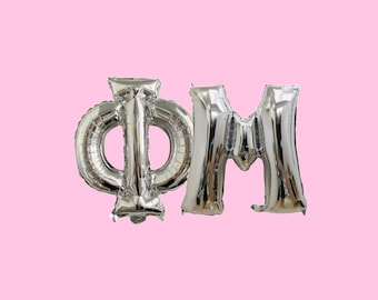 Greek Letter Balloon: Metallic Foil Mylar, Bid Day Decor