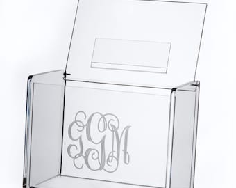 Monogrammed Acrylic Recipe Box, Personalized Acrylic Recipe Holder, Wedding Gift, Housewarming Gift, Hostess Gift, Mother's Day Gift,