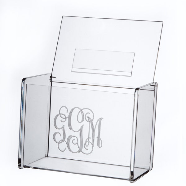 Monogrammed Acrylic Recipe Box, Personalized Gifts, Wedding Gift, Housewarming Gift, Hostess Gift, Mother's Day Gift,