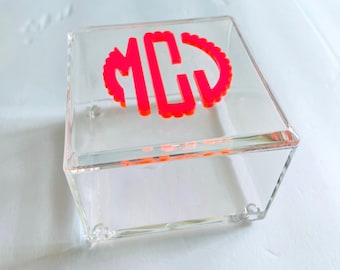 Large Personalized Acrylic Box: Monogrammed Lucite Catchall