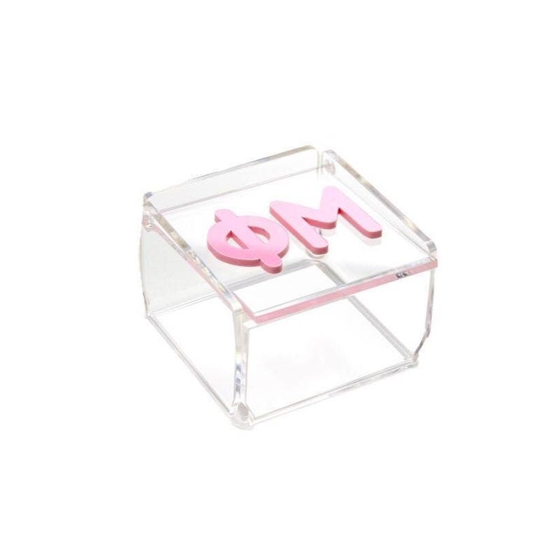 Acrylic Sorority Catchall Box: Engraved Greek Letters, Bid Day Gift immagine 1