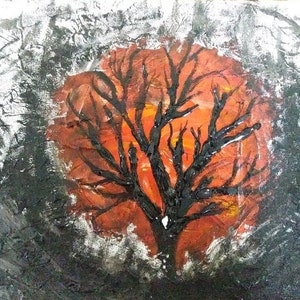 Burning Tree 11&#39;&#39; x 14&#39;&#39; Acrylic Painting