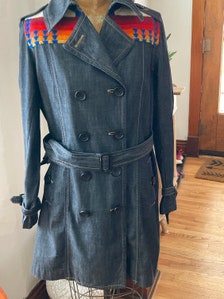 DIESEL Double-Breasted Denim Trench Coat