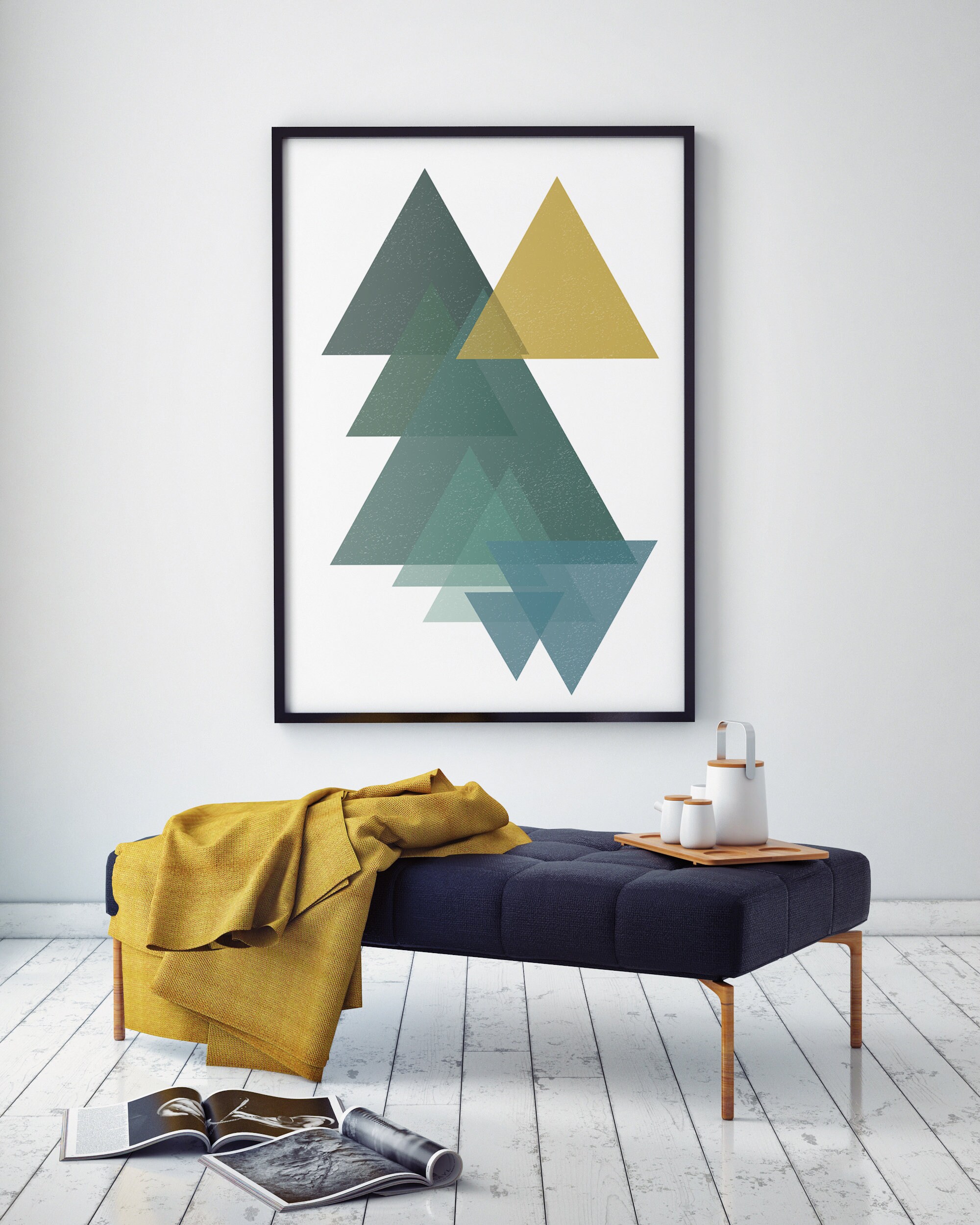 Geometric Horizon Illustration Triangle Landscape Printable Etsy