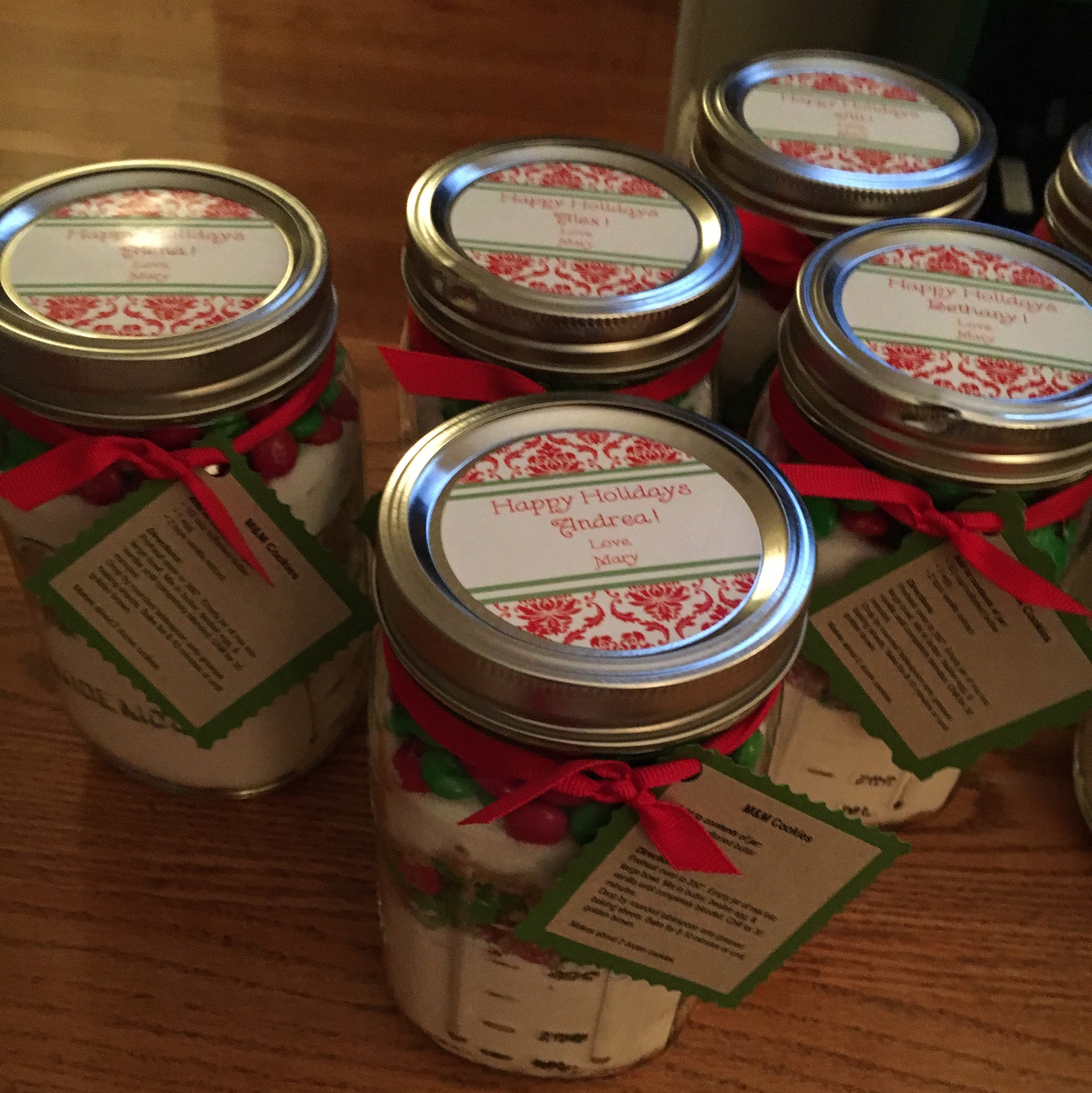 Custom Holiday Themed Mason Jar Cookie Mix Holiday Party Favor/gift