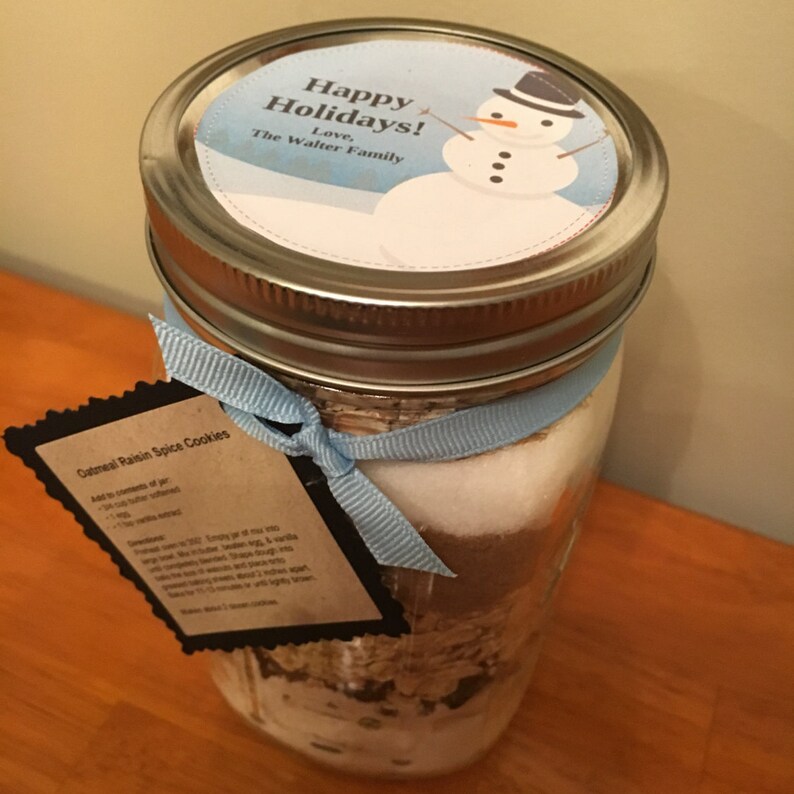 Custom Holiday Themed Mason Jar Cookie Mix Holiday Party | Etsy