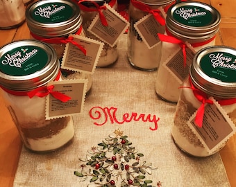 Custom Holiday Themed Mason Jar Cookie Mix - Holiday Party Favor/Gift - Christmas/Hanukkah/Festive Gift- Made to Order- Variety of Flavors