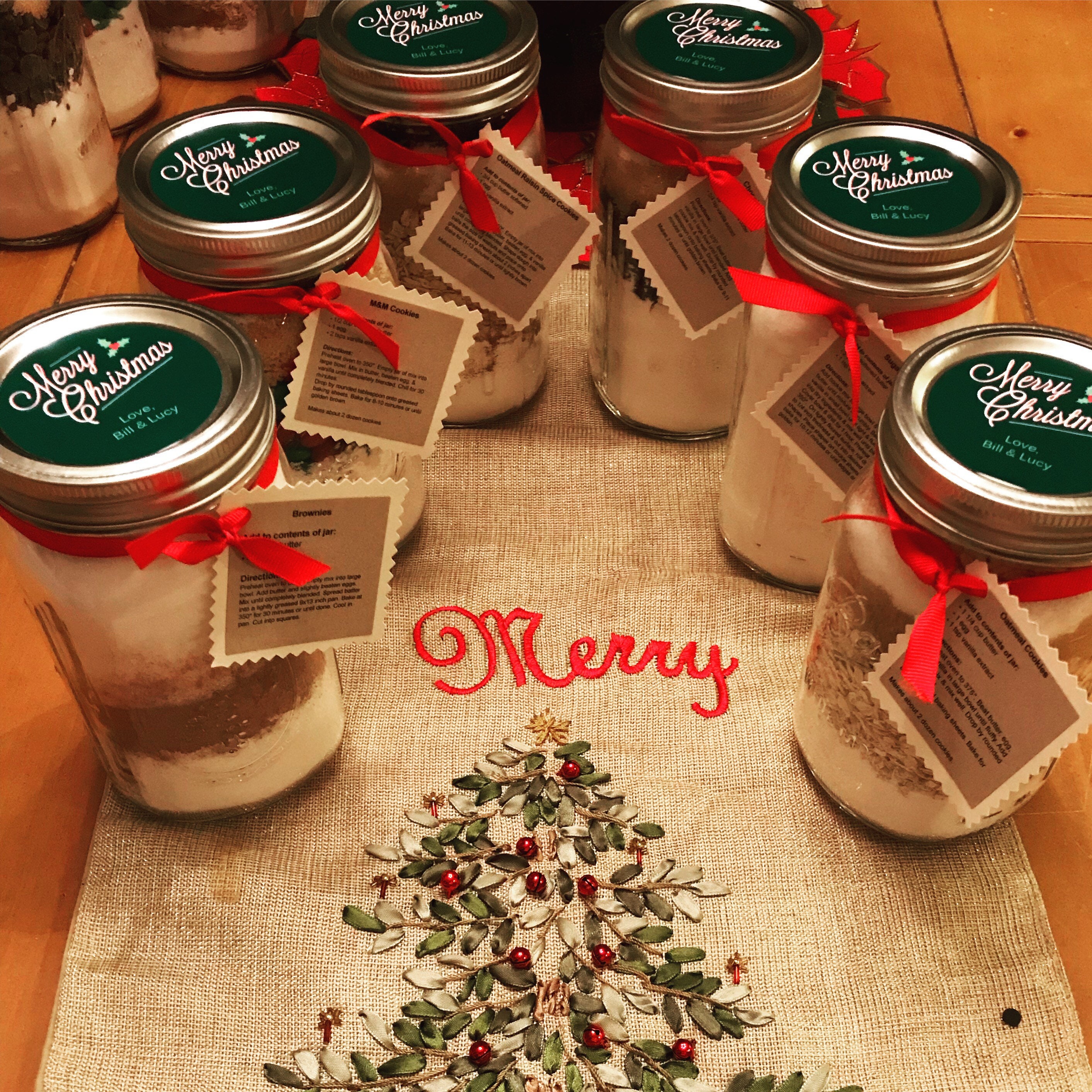 Custom Holiday Themed Mason Jar Cookie Mix - Holiday Party Favor/gift