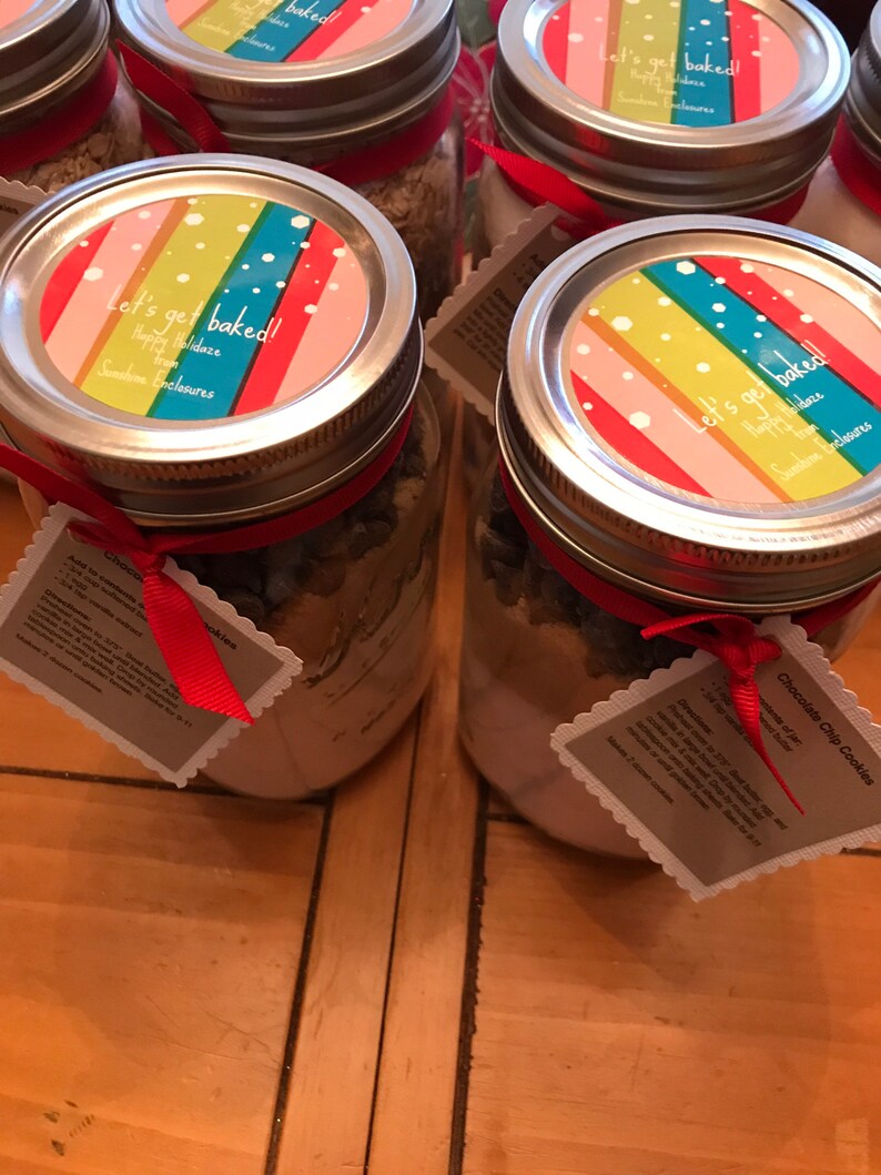 Custom Holiday Themed Mason Jar Cookie Mix - Holiday Party Favor/gift
