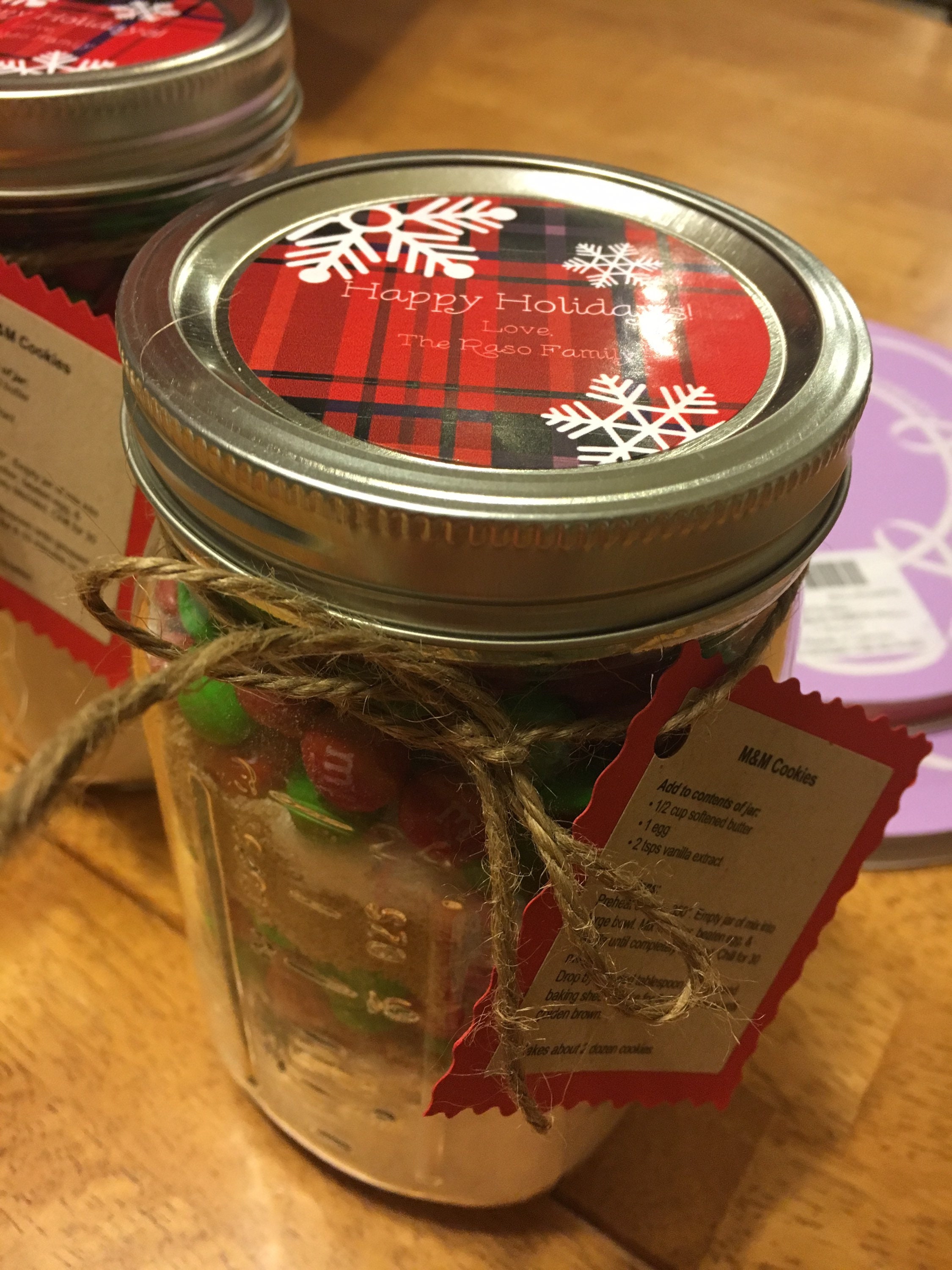 Custom Holiday Themed Mason Jar Cookie Mix - Holiday Party Favor/gift