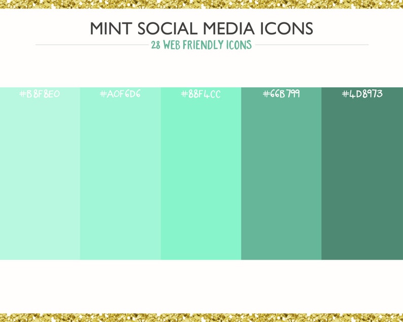 560 Social Media Icons Mint PNG files Digital Download Blog/Wordpress/Web/Email Friendly image 3