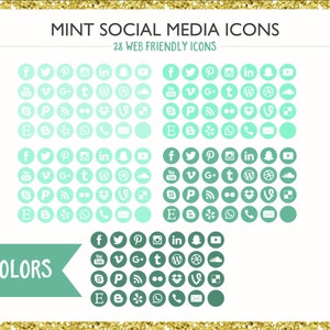 560 Social Media Icons Mint PNG files Digital Download Blog/Wordpress/Web/Email Friendly image 2