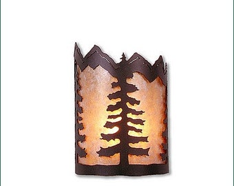 Single Interior Metal Wall Light with Tree Art for Cabin | Made in USA | Cascade Small - Spruce Tree | Avalanche Ranch Lighting