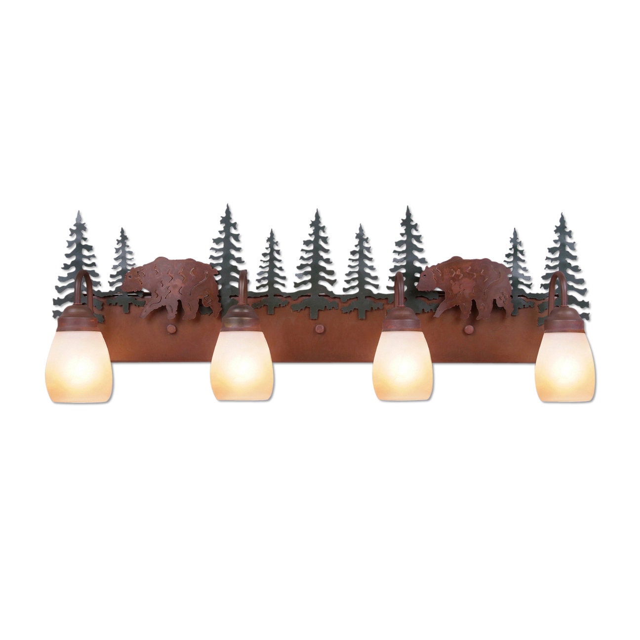 Bathroom Vanity Light With 4 Bulbs Metal Trees Bears Cabin Farmhouse ...