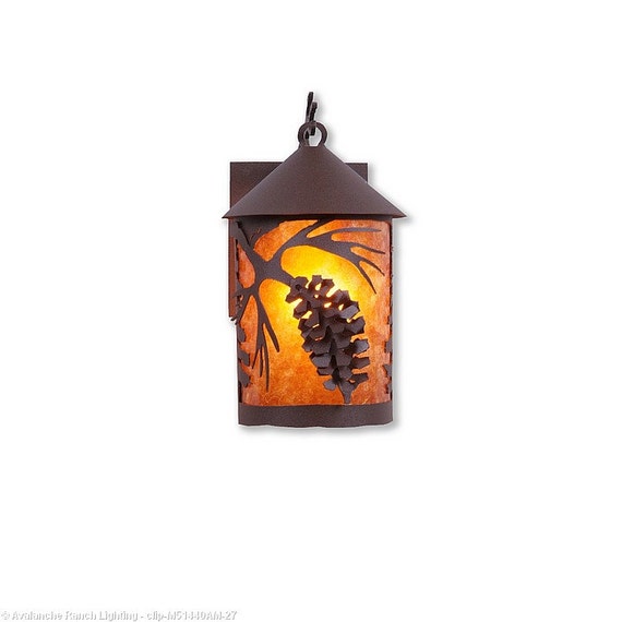Cascade Lantern Outdoor Wall Light Small Spruce Cone Amber Outdoor Wall Light Small Spruce Cone