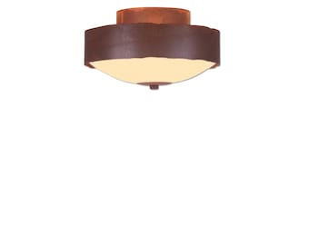 Quickship: Small 9&quot; Diameter Ceiling Light for Hallway in River Cabin | Made in USA | Ridgemont - Rustic Plain | Avalanche Ranch Lighting