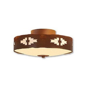 Quickship: 12" Diameter Ceiling Light Southwest Style | Made in USA | Ridgewood Close-to-Ceiling Small - Pueblo | Avalanche Ranch Lighting
