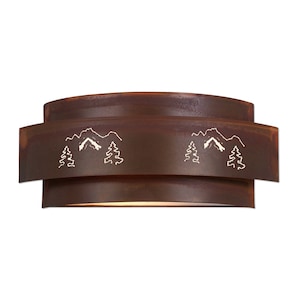 Quickship: Rustic Interior Wall Light Mountain Cutouts | Made in USA | Northridge Double Sconce | Avalanche Ranch Lighting