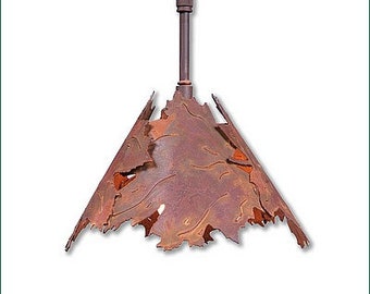 Quickship: Pendant Light Rustic Style Metal Maple Leaves | Made in USA | Unique Mini-Pendant 1 Light | Avalanche Ranch Lighting