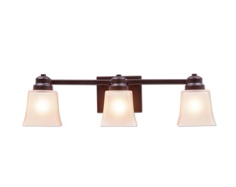 Bath 3 Light Farmhouse Vanity Lights Rustic | Made in USA | Woodland Triple Bath Vanity Light - Rustic Plain | Avalanche Ranch Lighting