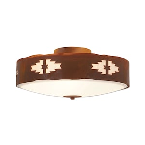 Quickship: 15&quot; Diameter Southwest Style Ceiling Light | Handmade in USA | Ridgewood Ceiling Large - Pueblo | Avalanche Ranch Lighting