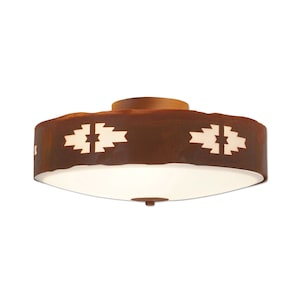 Quickship: 15" Diameter Southwest Style Ceiling Light | Handmade in USA | Ridgewood Ceiling Large - Pueblo | Avalanche Ranch Lighting