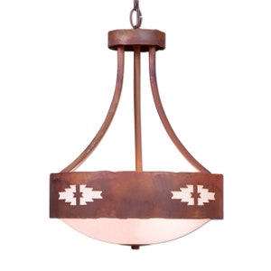 13&quot; Diameter Small Foyer Southwestern Style Metal Chandelier | Made in USA | Ridgemont Foyer Medium - Pueblo | Avalanche Ranch Lighting