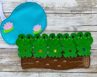 5 ranas en un tronco Marionetas de dedo Juego de simulación Juego imaginativo Canción infantil Rima