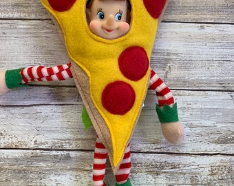 Disfraz de elfo de pizza para Navidad, fácil de hacer, ropa de elfo para fiestas, comida, accesorios.