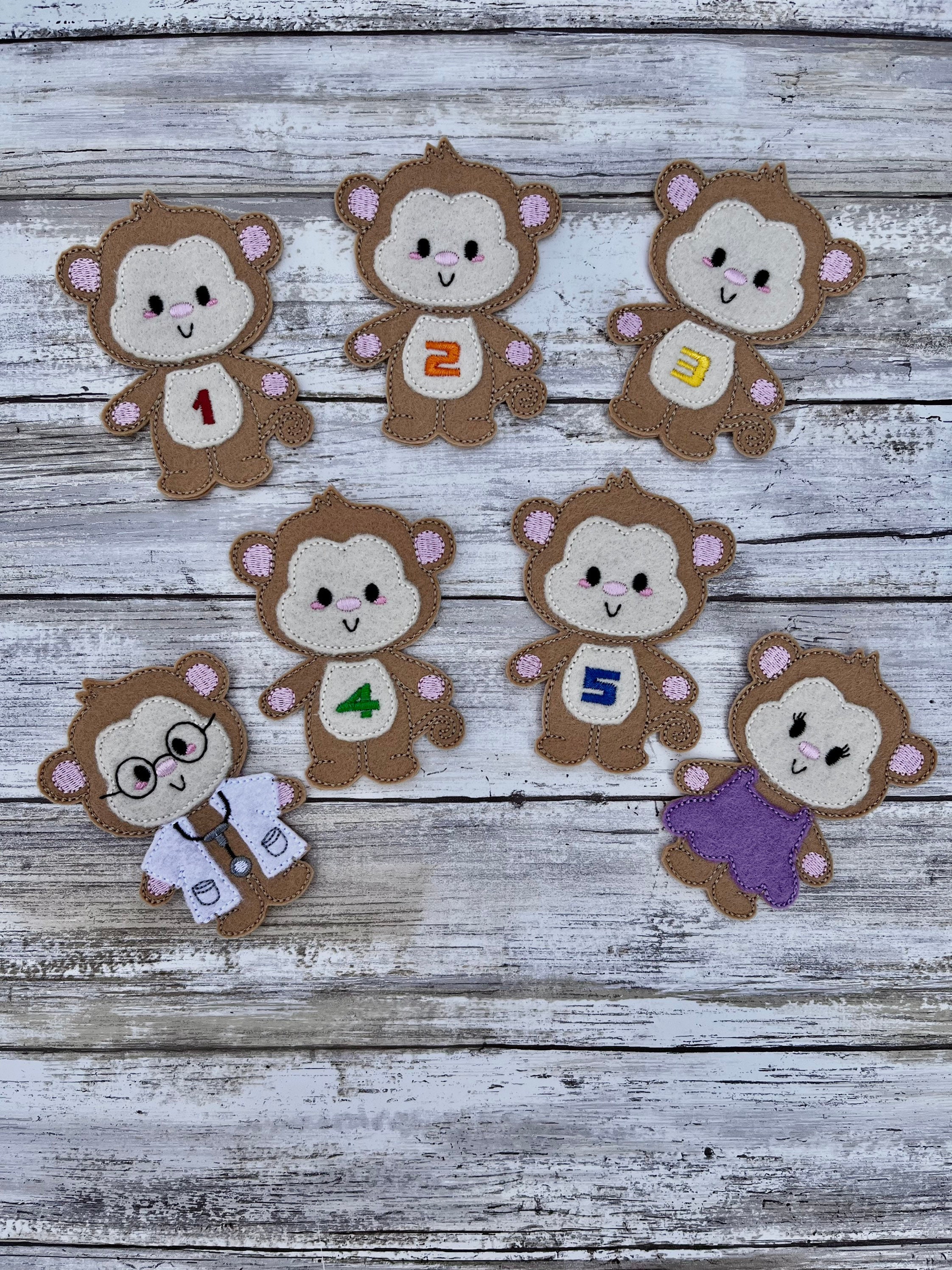 5 Little Monkeys Finger Puppet Set Pretend Play Imaginative Play Toys ...