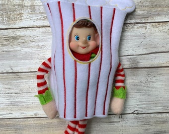 Disfraz de elfo de palomitas de maíz para Navidad, ropa de elfo para fiestas, comida, bocadillos, accesorios