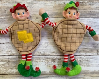 Disfraz de Elfo de Gofres para Navidad, Ropa de Elfo Navideña Fácil, Accesorios Divertidos para el Desayuno