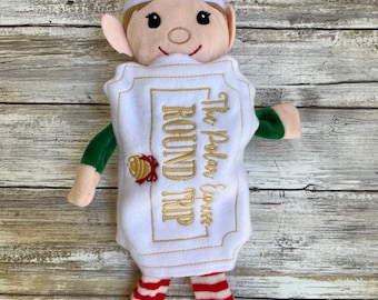 Disfraz de elfo con boleto de tren para Navidad, ropa de elfo fácil para las fiestas, accesorios para la noche de cine