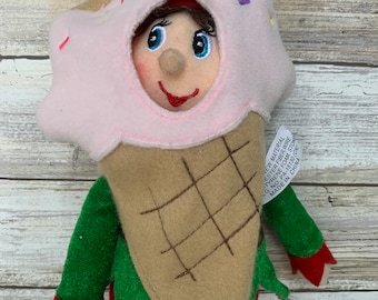Disfraz de elfo de helado para Navidad, ropa de elfo para fiestas, comida, accesorios