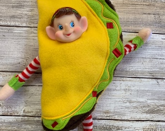 Disfraz de duende taco para Navidad, ropa navideña fácil, accesorios de comida