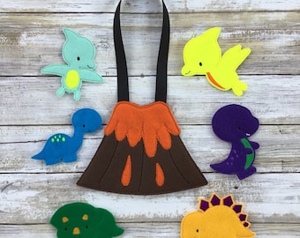 Dinosaurio Finger Puppets Pretend Play Imaginative Play toys volcano boys dinos