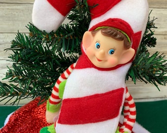 Disfraz de elfo de bastón de caramelo para Navidad, fácil de hacer, ropa de elfo navideño, comida, accesorios, menta.