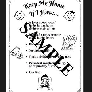 Daycare/Childcare Sick Policy Poster DIGITAL DOWNLOAD